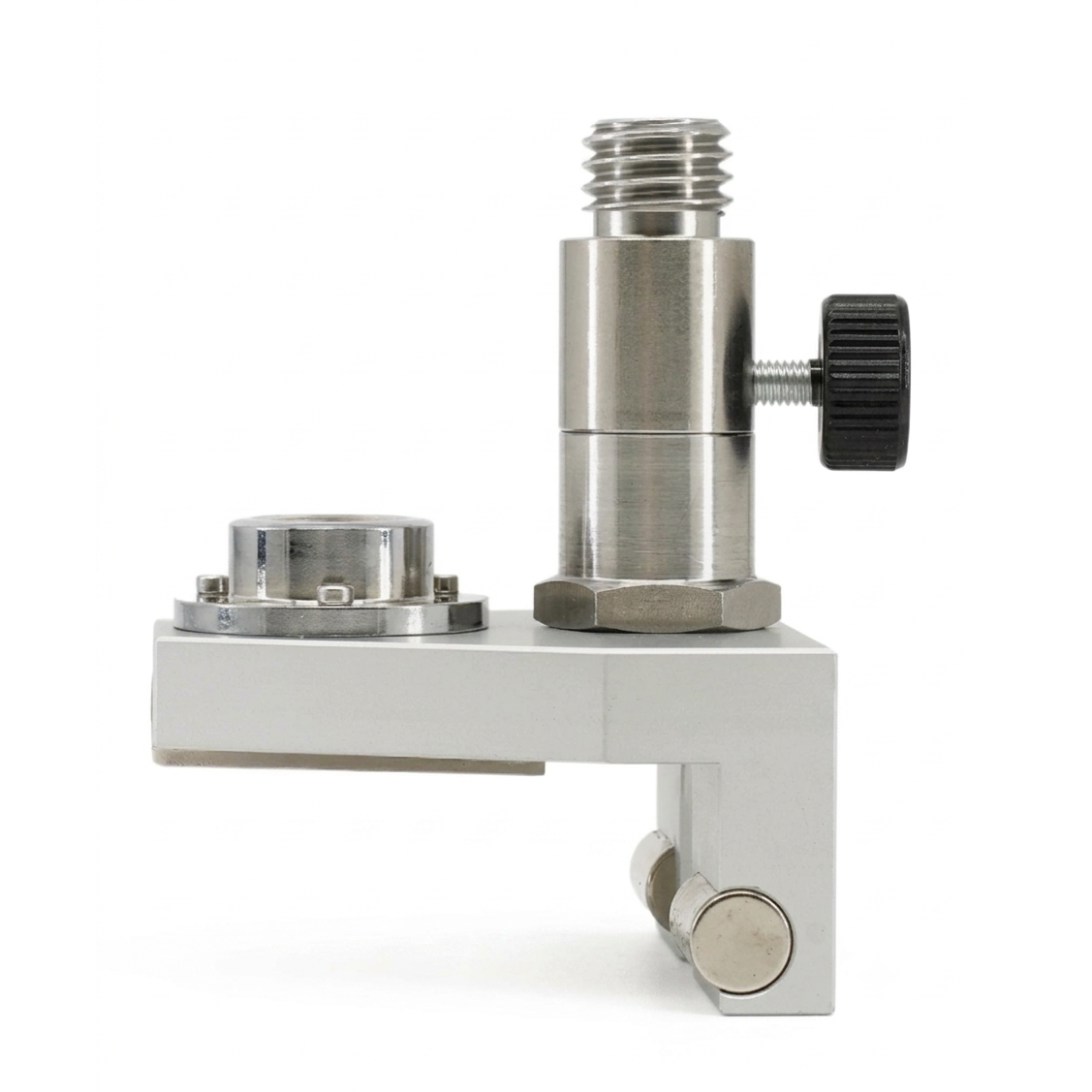 Rail shoe magnetic mount with 5/8-inch thread for securing surveying equipment to railway tracks